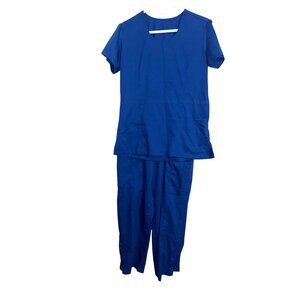 Elegance By Silver Jean Womens Scrub Set M Blue Polyester/Rayon/Spandex